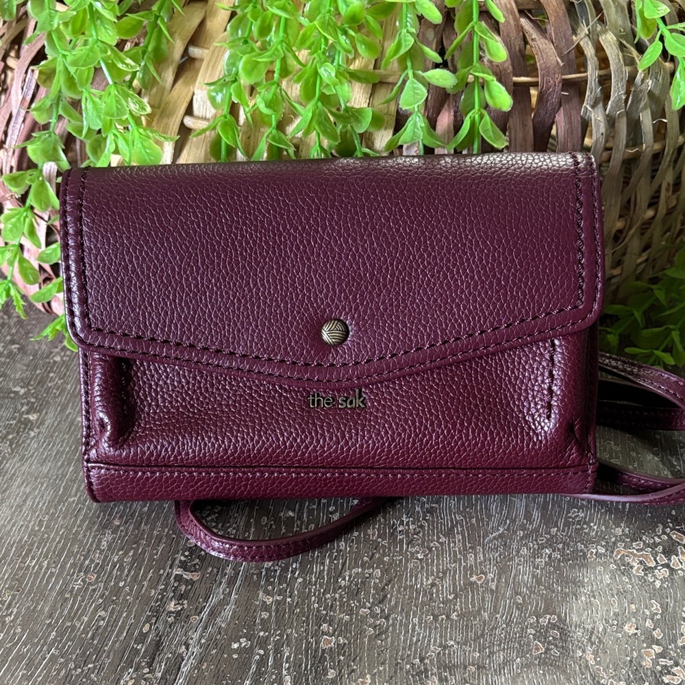 The Sak Dark Red Leather Wristlet